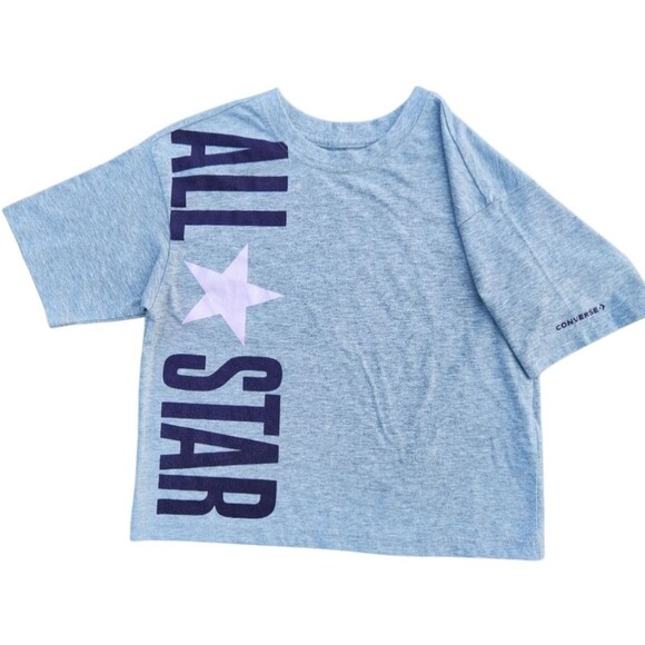 Converse Other - Converse All Star Shirt Kids Girls Gray Size M Short Sleeve Crop Tops Casual